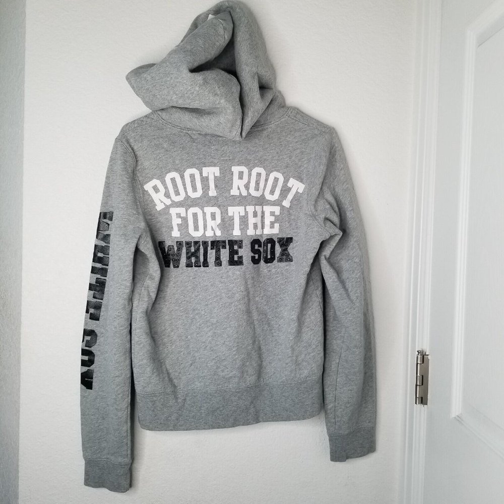 Pink Victoria’s Secret Gray White Sox Baseball Full Zip Hoodie Large - Picture 1 of 14